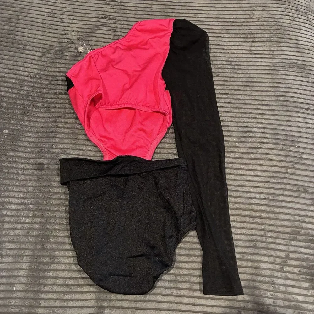 Kelle solo Dance Costume black hot pink custom leotard MC child
